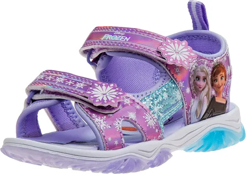 Disney Zapatos para niñas - Minnie Mouse o Frozen - Sandalias deportivas con punta cerrada con luz (6T-12), AnnaElsa