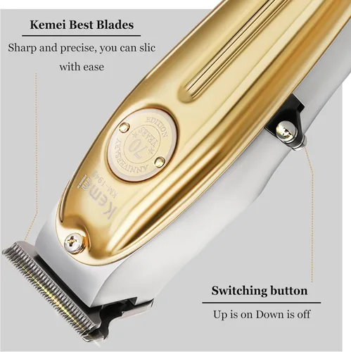 Miniatura 3 de KEMEI Cortadora profesional de barba y cabello para hombres, recortadora inalámbrica con hoja en T, cortadora eléctrica para peluqueros