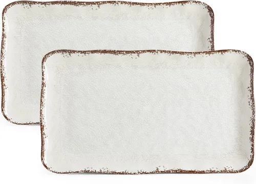 Miniatura 13 de LEHAHA Bandejas para preparar y servir a la parrilla, bandeja para servir barbacoa, bandejas de melamina para alimentos, juego de 2, gran regalo