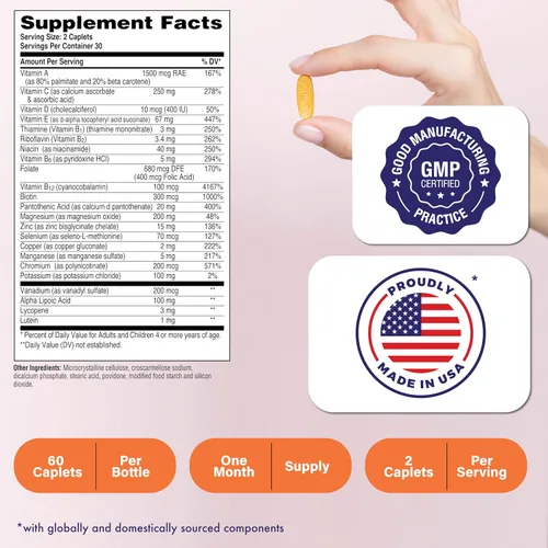Miniatura 2 de Health Thru Nutrition Ultra-Betic Multivitamínico 60 unidades Apoya el nervio, la visión, la energía con ALA, licopeno Sin OMG, etiqueta