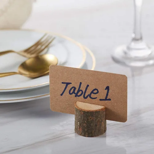 Miniatura 3 de Toncoo Tarjeteros de madera para colocar en madera, 30 soportes rústicos de alta calidad para números de mesa y 30 tarjetas de mesa de papel
