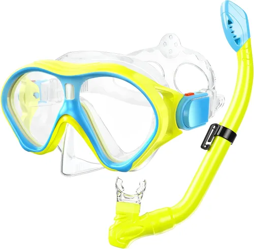 Miniatura 14 de Gintenco Juego de esnórquel para niños, máscara de buceo para niños como gafas de natación unisex, juego de máscara de buceo antivaho y esnórquel