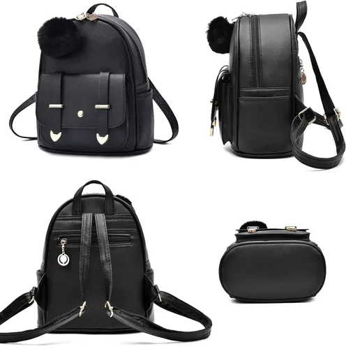 Miniatura 2 de I IHAYNER Mochila de moda para niñas, mini mochila para mujeres, adolescentes y niñas, monederos de piel sintética con pompón, bolsa de hombro