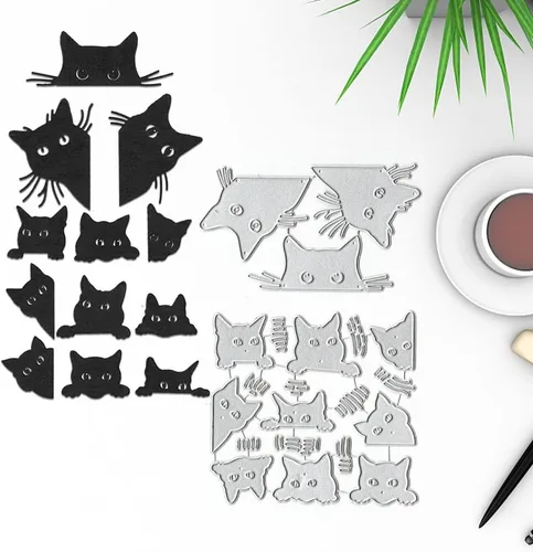 Miniatura 3 de Troqueles de corte para gatos de Halloween, troqueles pequeños y lindos para hacer tarjetas de Halloween, animales y gatos, plantilla de plantilla