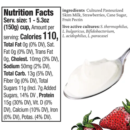 Miniatura 2 de siggi's Yogur Islandés Colado Sin Grasa, Fresa, 5.3 oz. Vaso de Porción Única – Yogur Espeso y Rico en Proteínas