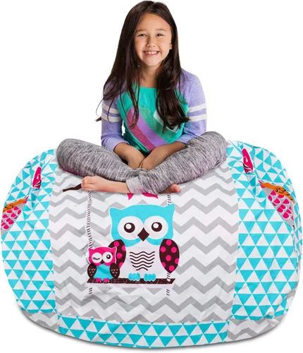 Miniatura 29 de Posh Stuffable - Sillón puff con almacenamiento para niños, contenedor de animales de peluche, organizador de juguetes de niños Lona rayas verde
