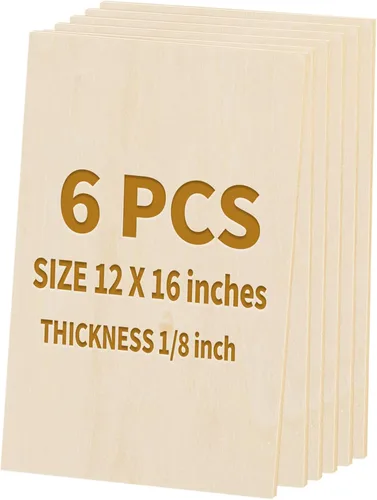 6 paquetes de hojas de tilo para manualidades - 30.48 x 40.64 x 0.3 cm - Hojas de madera contrachapada gruesas sin acabar de tilo para corte por