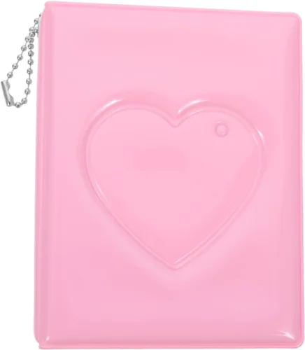 Miniatura 11 de PRETYZOOM Mini álbum de fotos de 3 pulgadas, pequeño álbum de fotos, carpeta Kpop para tarjetas fotográficas con colgante de corazón, mini álbum