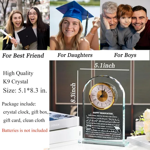 Miniatura 4 de Regalos de graduación Qianwei para él y ella - Reloj de cristal Clase de 2025 Regalos de presente para mujeres y hombres, graduados de universidad