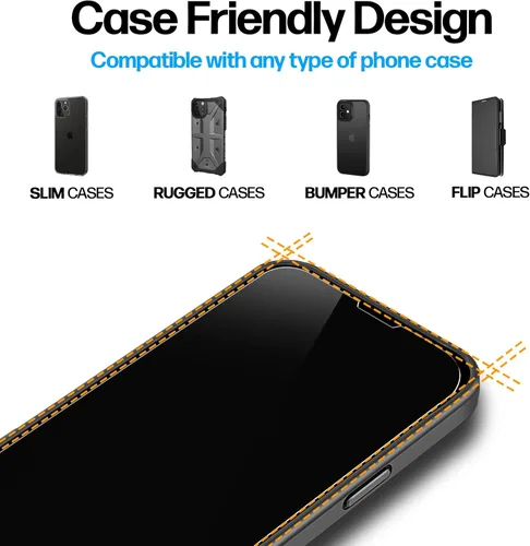 Miniatura 5 de Power Theory Protector de pantalla de vidrio templado diseñado para iPhone 14, también para iPhone 13/iPhone 13 Pro y iPhone 16e con kit de fácil