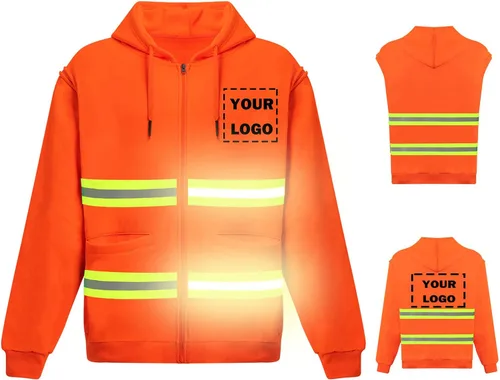 Miniatura 19 de Hi Vis - Sudadera de seguridad con capucha y manga extraíble, forro polar de alta visibilidad, chaqueta de trabajo Negro - Estilo 4