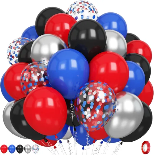 Miniatura 10 de Globos azules y naranjas, globos azul marino verde azulado de 12 pulgadas con globo plateado metálico para niños y niñas, cumpleaños, Acción