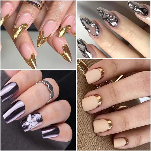 Miniatura 5 de Polvo de uñas cromado, 9 colores, efecto espejo metálico, champán, cromado, pigmento para arte de uñas, purpurina ultrafina, cromada, arte de uñas