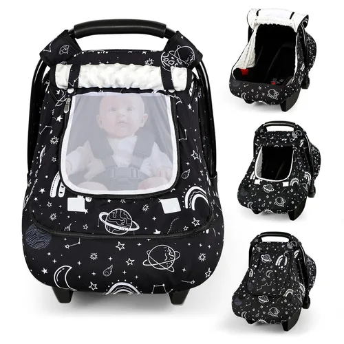 Miniatura 14 de Pea Pod Funda de Asiento de Automóvil para Bebé Niñas, Fundas de Asiento de Automóvil Infantil Arcoíris con Capota para Recién Nacidos, 2 Capas
