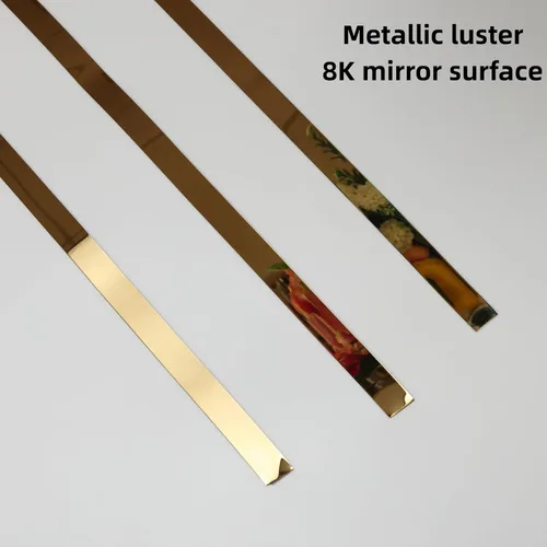 Miniatura 4 de Tira de moldeo con acabado metalizado dorado similar a un espejo, tira para despegar y pegar para marco de espejo, pared, chimenea y decoración