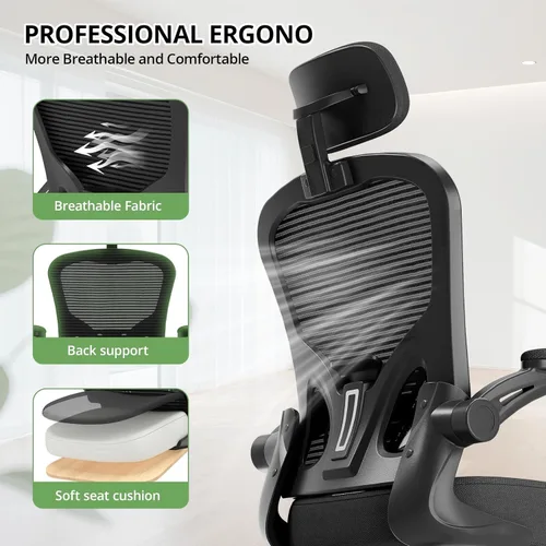 Miniatura 6 de Silla de oficina ergonómica, capacidad de 330 libras, silla de computadora con respaldo alto para largas horas, cómoda, silla ejecutiva giratoria