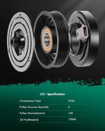 Miniatura 8 de SCITOO Embrague del compresor de CA para Ford E-150 Econoline 4.9L 5.0L 5.8L 1996, para Ford E-350 Econoline 4.9L 5.8L 7.5L 1996, para Mazda B3000
