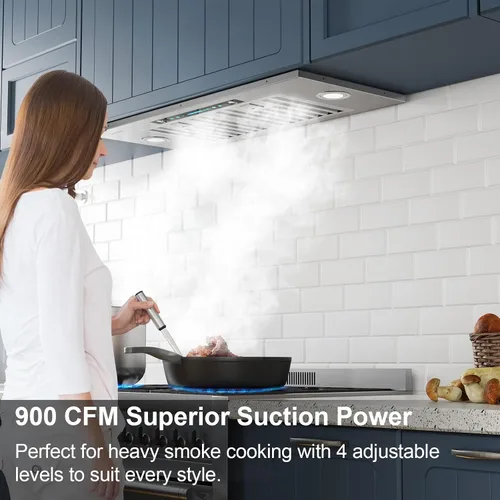 Miniatura 2 de IKTCH Campana extractora de 30 pulgadas, 900 CFM, convertible con conductos/sin conductos, campana de ventilación de cocina de acero inoxidable