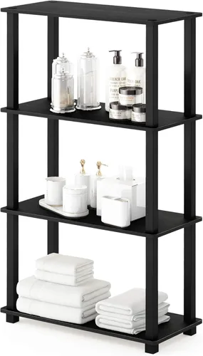 Miniatura 28 de Furinno Turn-N-Tube - Estantería de exhibición multiuso, de 4 niveles, con tubos clásicos, color nogal de Columbia y negro Columbia Nogal/Negro