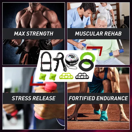 Miniatura 7 de Kit de entrenamiento fortalecedor de agarre de mano (10 piezas) entrenador de fuerza de agarre de manos, agarre de antebrazo, ejercitador de dedos