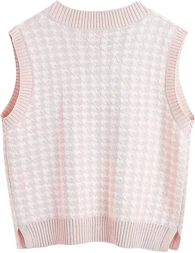 Miniatura 2 de Suéter para mujer, casual, cuello en V, sin mangas, color colisión, suéter sin mangas, chaleco estético