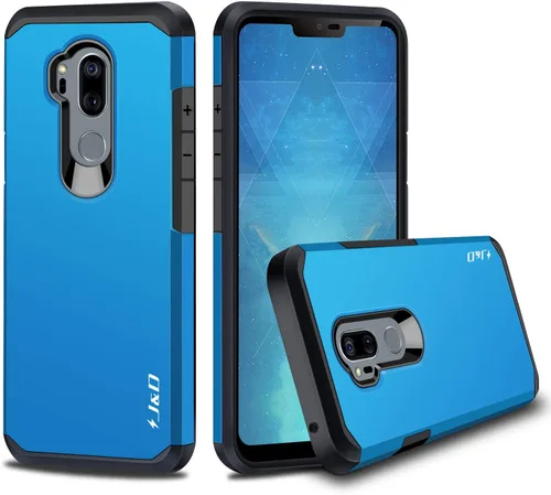 Miniatura 9 de J&D Funda protectora resistente de doble capa híbrida a prueba de golpes para LG G7 ThinQ, funda protectora resistente, color negro