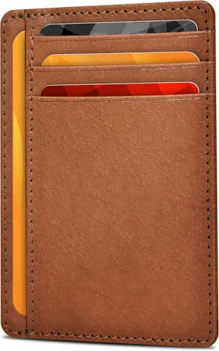 Miniatura 14 de Carteras de cuero Oak Leathers, delgadas y minimalistas con bloqueo RFID, tarjetero de bolsillo frontal para hombres y mujeres, Desnudo