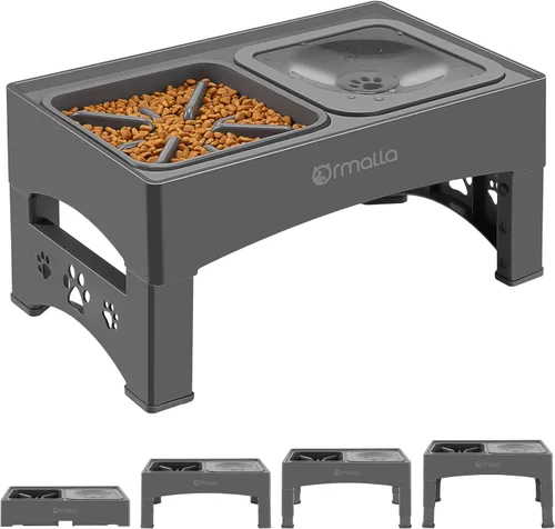 Cuencos elevados para perros de alimentación lenta sin derrames, cuenco elevado para perros grandes, medianos y pequeños, protector contra