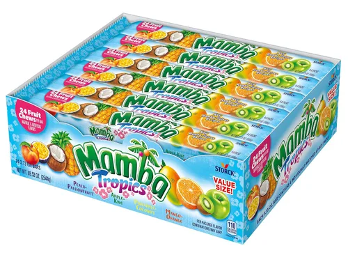 Miniatura 2 de Mamba Caramelos masticables de frutas – Masticables envueltos individualmente para Halloween, fiestas y aperitivos, paquete variado con fresa