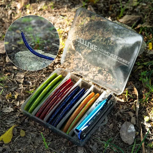 Miniatura 8 de Goture Wacky - Kit de señuelo de pesca con plástico suave, herramientas de aparejo loco, juntas tóricas, ganchos de gusano y lanzamiento, cuentas
