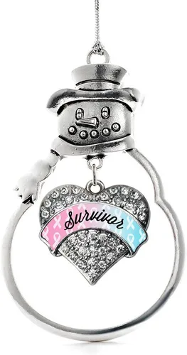 Miniatura 123 de Inspired Silver - Big Sis - Adorno de Navidad plateado - Adorno de árbol de Navidad con dije de corazón con circonita cúbica - Decoración colgante