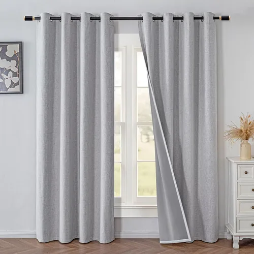 Miniatura 56 de IGEMAEVE Cortinas 100% opacas de 108 pulgadas de largo para dormitorio, juego de 2 paneles de cortinas opacas con bolsillo para barra y pestaña