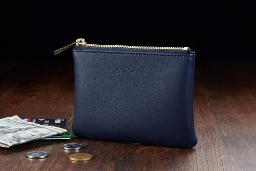 Miniatura 5 de Chelmon - Monedero de piel auténtica con zíper para hombre y mujer