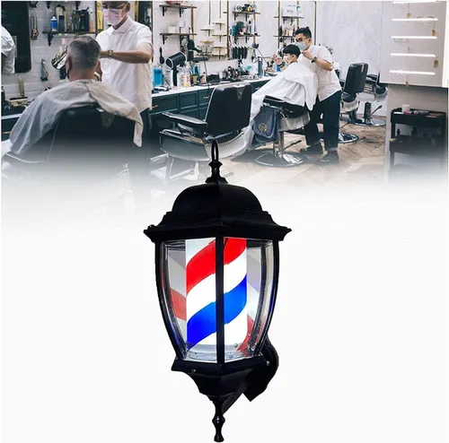 DNYSYSJ Luz LED de poste de peluquería de 19 pulgadas, letrero retro para peluquería y peluquería, tiras giratorias IP44, impermeable, montaje en
