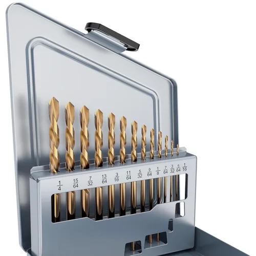 Miniatura 13 de Juego de brocas de cobalto, 13 piezas M35 Juego de brocas de acero de alta velocidad de longitud Jobber para metal endurecido, acero inoxidable