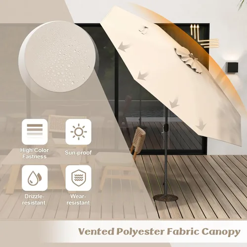 Miniatura 4 de HAPPYGRILL 9FT Patio Umbrella Outdoor, Outdoor Table Umbrella w/Push Button Tilt and Crank,Sturdy Ribs, Sun Canopy Market Umbrellas for Patio Pool
