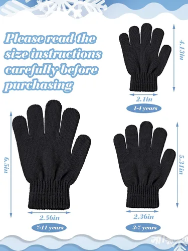 Miniatura 3 de 3 pares de guantes para niños pequeños, manoplas para niños, guantes de punto cálidos de invierno, manoplas de dedos completos para niños y niñas
