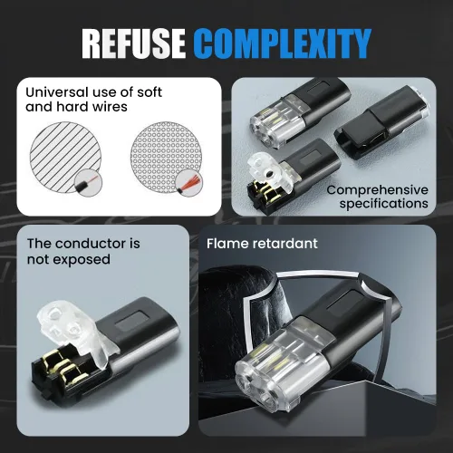 Miniatura 3 de Conector enchufable de doble cable, conectores de tira de luz LED, 2 pines, nuevo conector de cable de bajo voltaje con hebilla de bloqueo