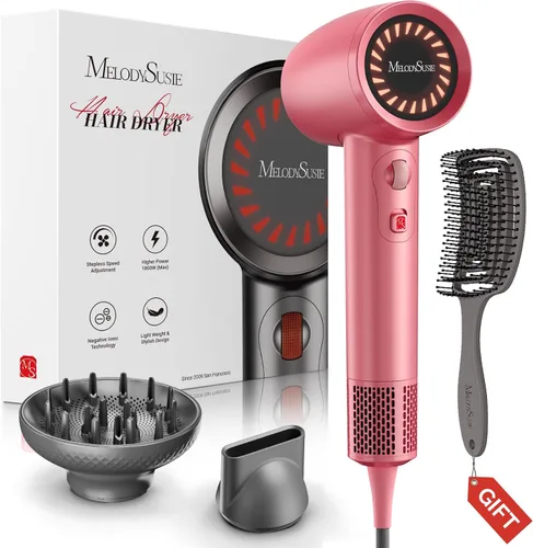 Miniatura 12 de MelodySusie Secador de pelo, secador de pelo iónico profesional de 1600 W para secado rápido, secador de pelo de alta velocidad de 120,000 RPM