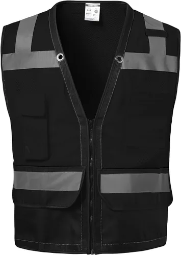 Miniatura 8 de Chaleco de seguridad clase 2 de alta visibilidad con 9 bolsillos, chaleco Hi Vis con tiras reflectantes de 2 pulgadas de ancho, chaleco de seguridad