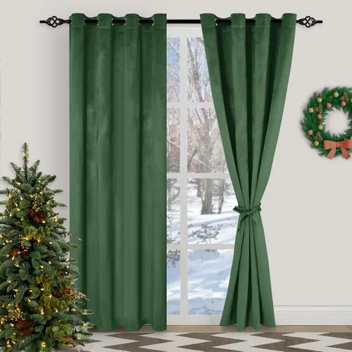 Miniatura 25 de XWZO Cortinas de terciopelo azul de 63 pulgadas de largo, elegantes cortinas de lujo suaves para sala de estar, aislamiento térmico, oscurecimiento