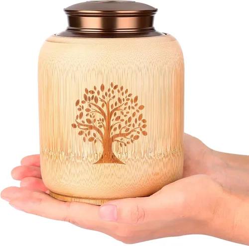 Urnas de Cremación para Cenizas Humanas Adultas Masculinas y Femeninas, Urnas Medianas para Cenizas Humanas Recuerdo Hechas de Bambú, Urnas