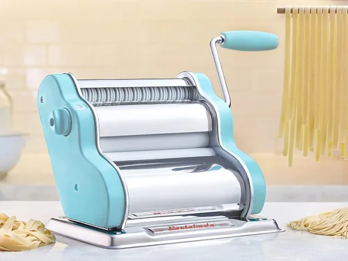 Miniatura 2 de PASTALINDA Máquina para hacer pasta Classic 200, rodillos de 7.9 in de ancho, 9 posiciones de grosor, 2 posiciones de corte, acero inoxidable