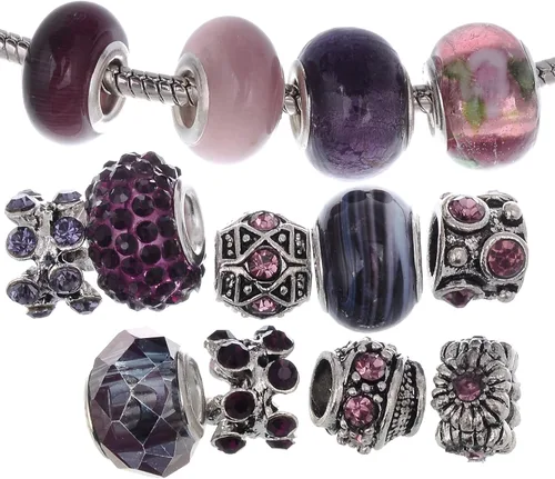Miniatura 2 de RUBYCA - Pulsera de cristal tibetano con cuentas de cristal de Murano