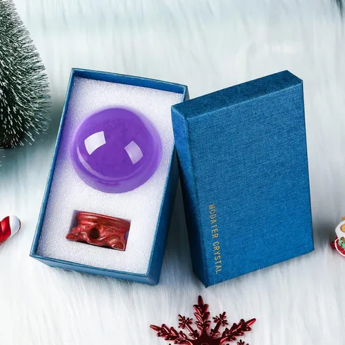Miniatura 6 de Bola de Cristal Púrpura de 60mm con Soporte de Madera y Caja de Regalo para Magia, Lente de Fotografía, Decoración Familiar, Adivinación, Feng Shui