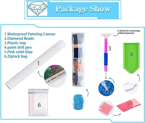 Miniatura 5 de PSCH Kits de arte de diamantes para adultos, kit de pintura de diamantes de castillo mágico para adultos, arte de diamantes 5D de taladro completo