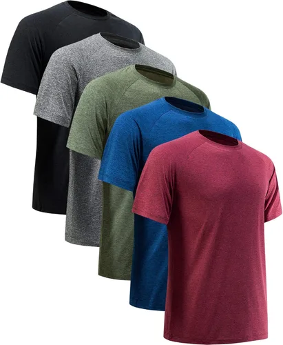 Miniatura 22 de Camisetas de entrenamiento para hombre, de manga corta, de secado rápido, atlético, gimnasio, activo, absorbe la humedad