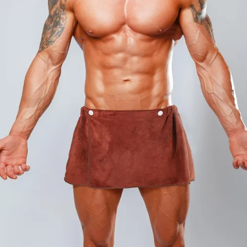 Miniatura 6 de Preboun Toalla de baño para hombre, toalla de ducha ajustable, toalla de spa con bolsillo para después de la ducha para hombres, regalo para spa