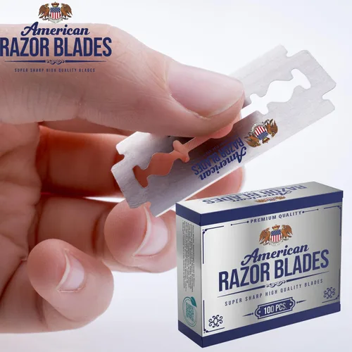 Miniatura 2 de American Razor Blades by the shave factory - Cuchillas de afeitar súper afiladas de doble filo, paquete de valor (100)