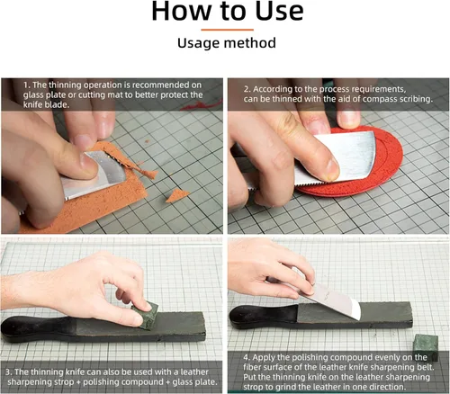 Miniatura 4 de WUTA Cuchillo de skiving cuchillo de adelgazamiento de cuero 420B martensítico acero inoxidable artesanía esquiadores diseño profesional DIY Hoja
